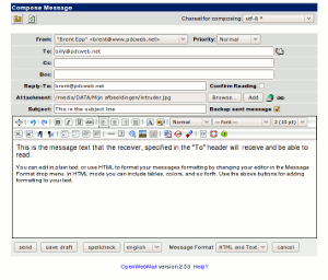 Composing a Message. Click to Enlarge